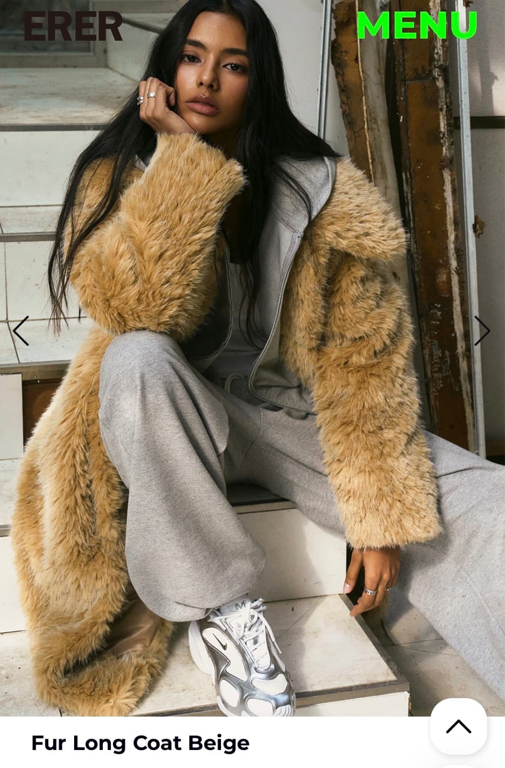 ERER 퍼 롱코트 베이지 상품이미지1