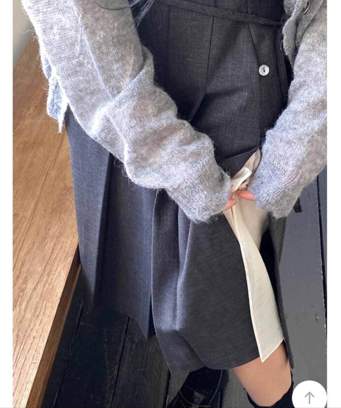 레이크사이드 미이우 레이어드 플리츠 스커트 차콜 S 상품이미지5