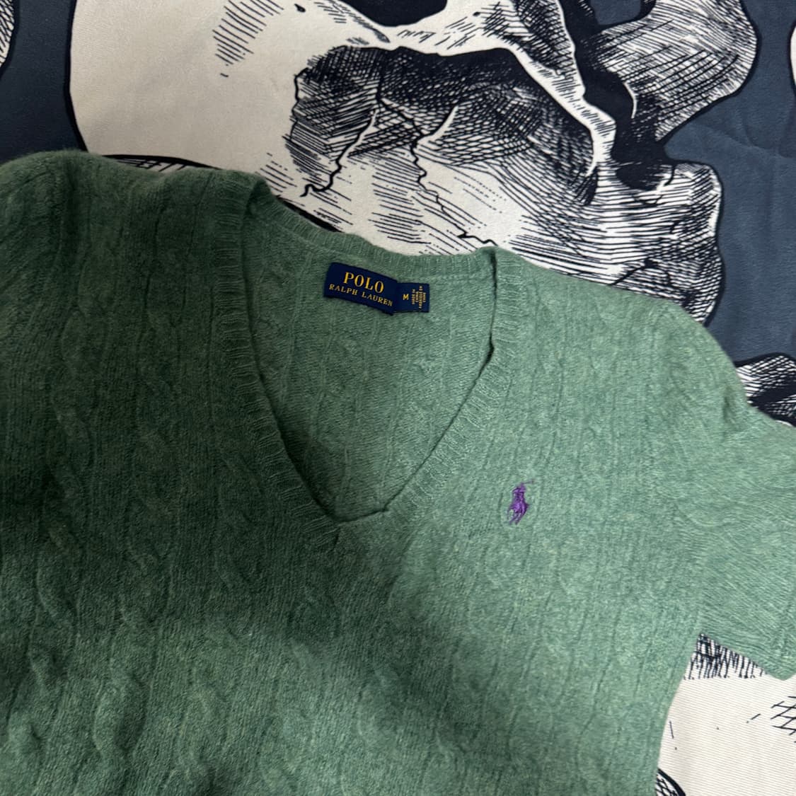 폴로 캐시미어 반팔 케이블니트 M사이즈 상품이미지2