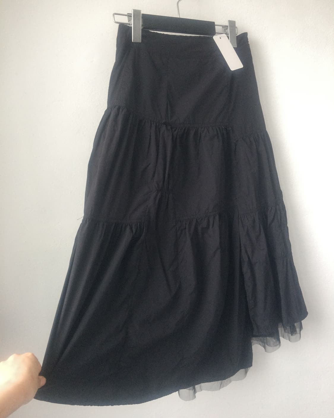 Shirring point lace layered long skirt 상품이미지4
