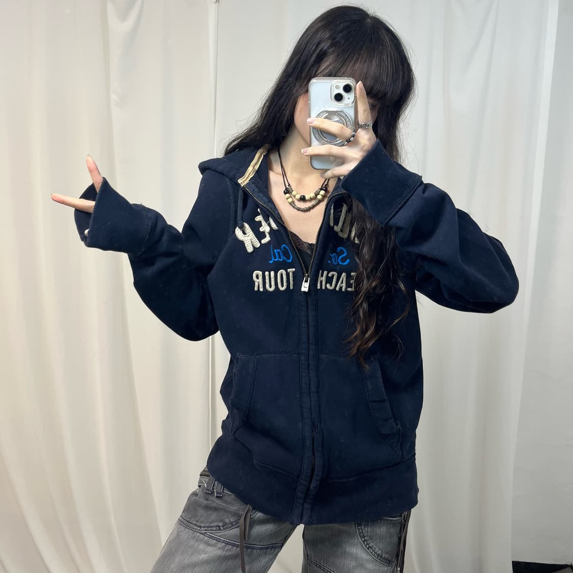 Hollister Navy Zip-up Hoodie 상품이미지2