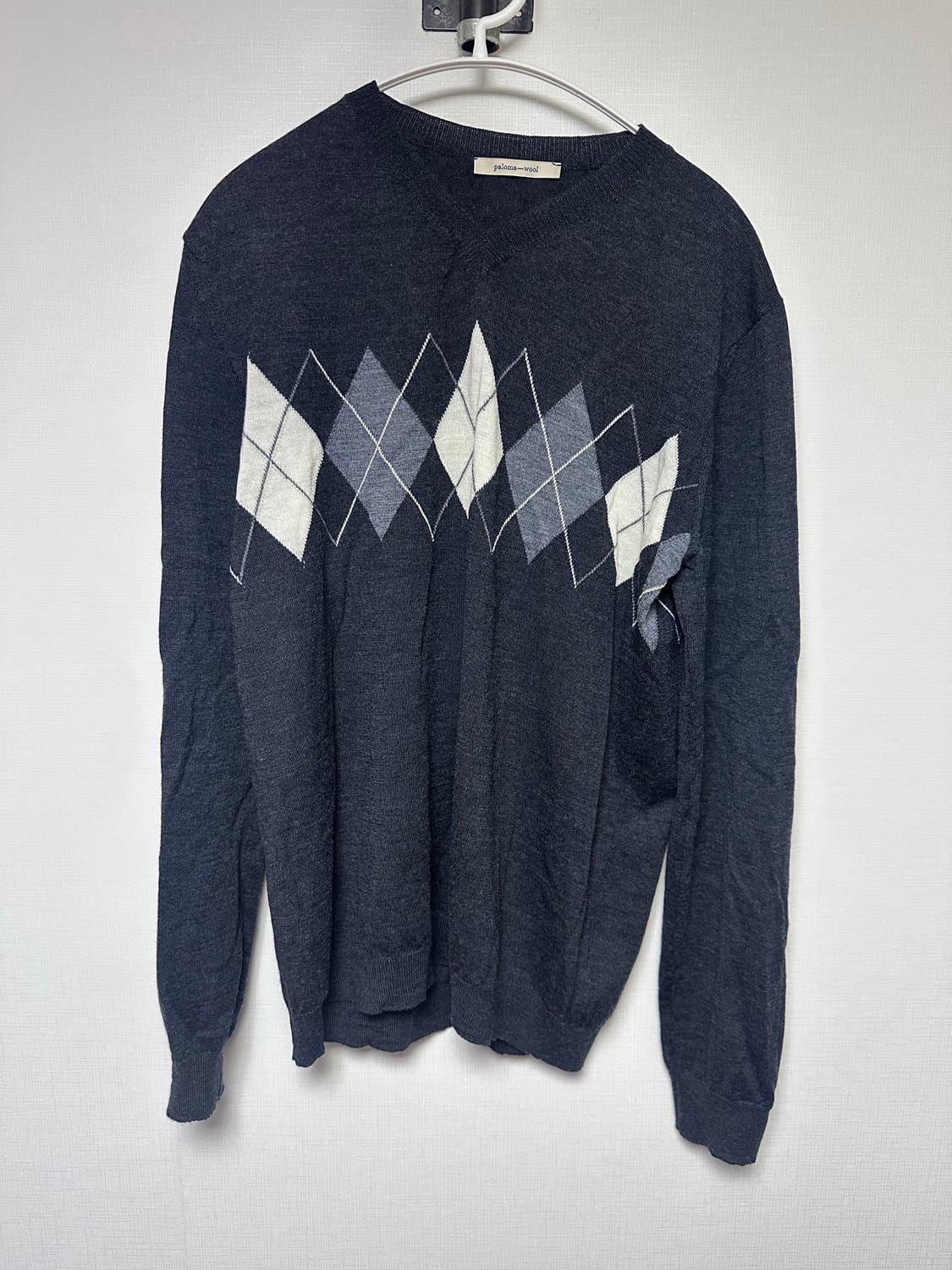 팔로마울 깁스 아가일 v넥 니트 상품이미지1