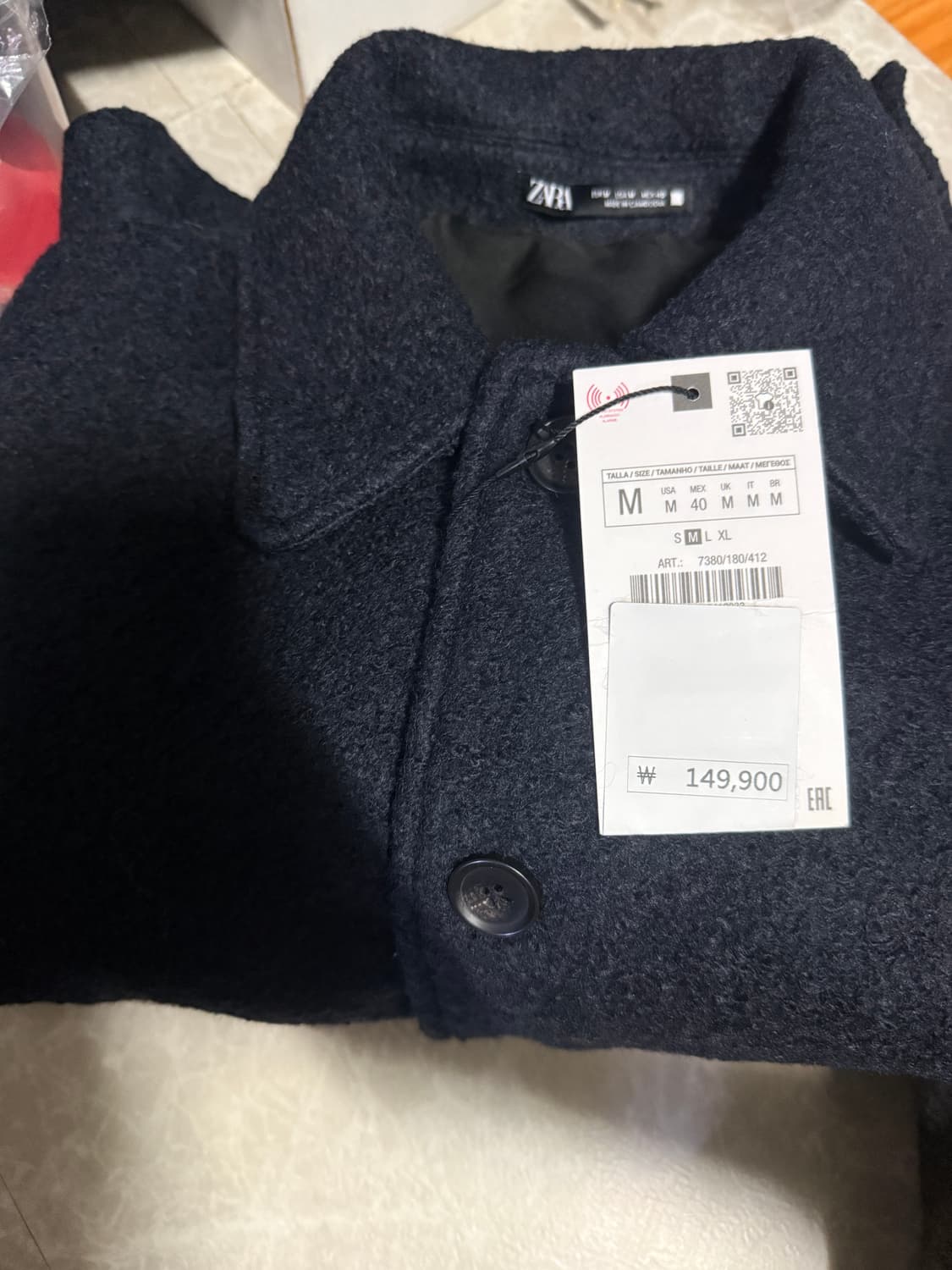 M사이즈 자라 부클 자켓 네이비&라이트카키 상품이미지4