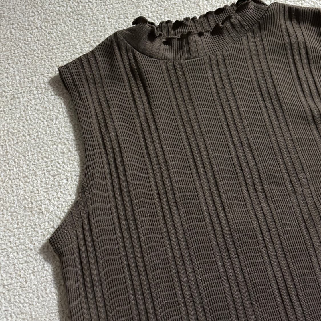 일본빈티지 모리걸 브라운 터틀넥 나시 상품이미지2