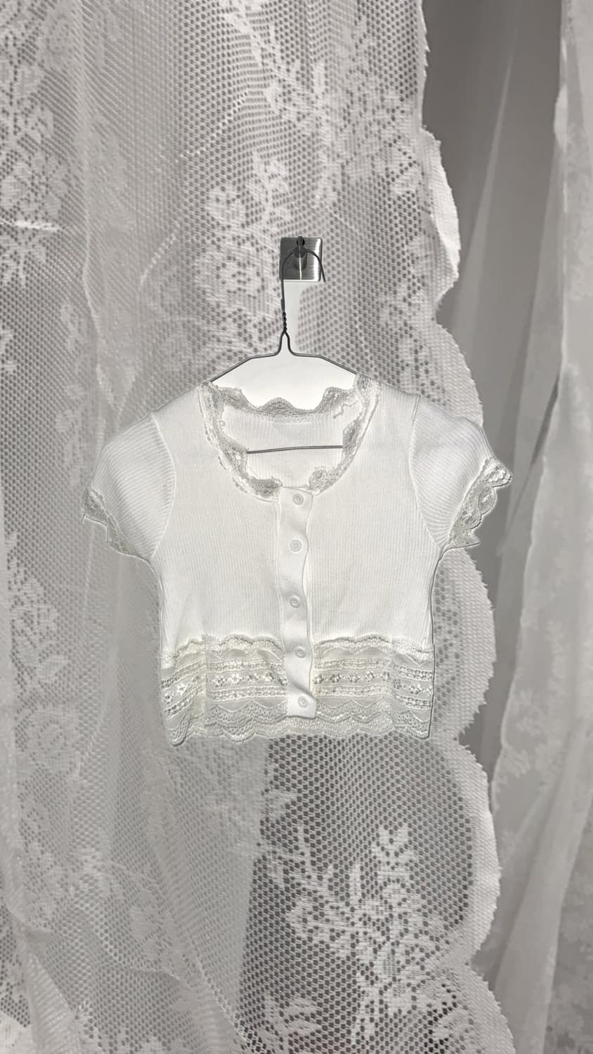 레이스 크롭 화이트 가디건 상품이미지1