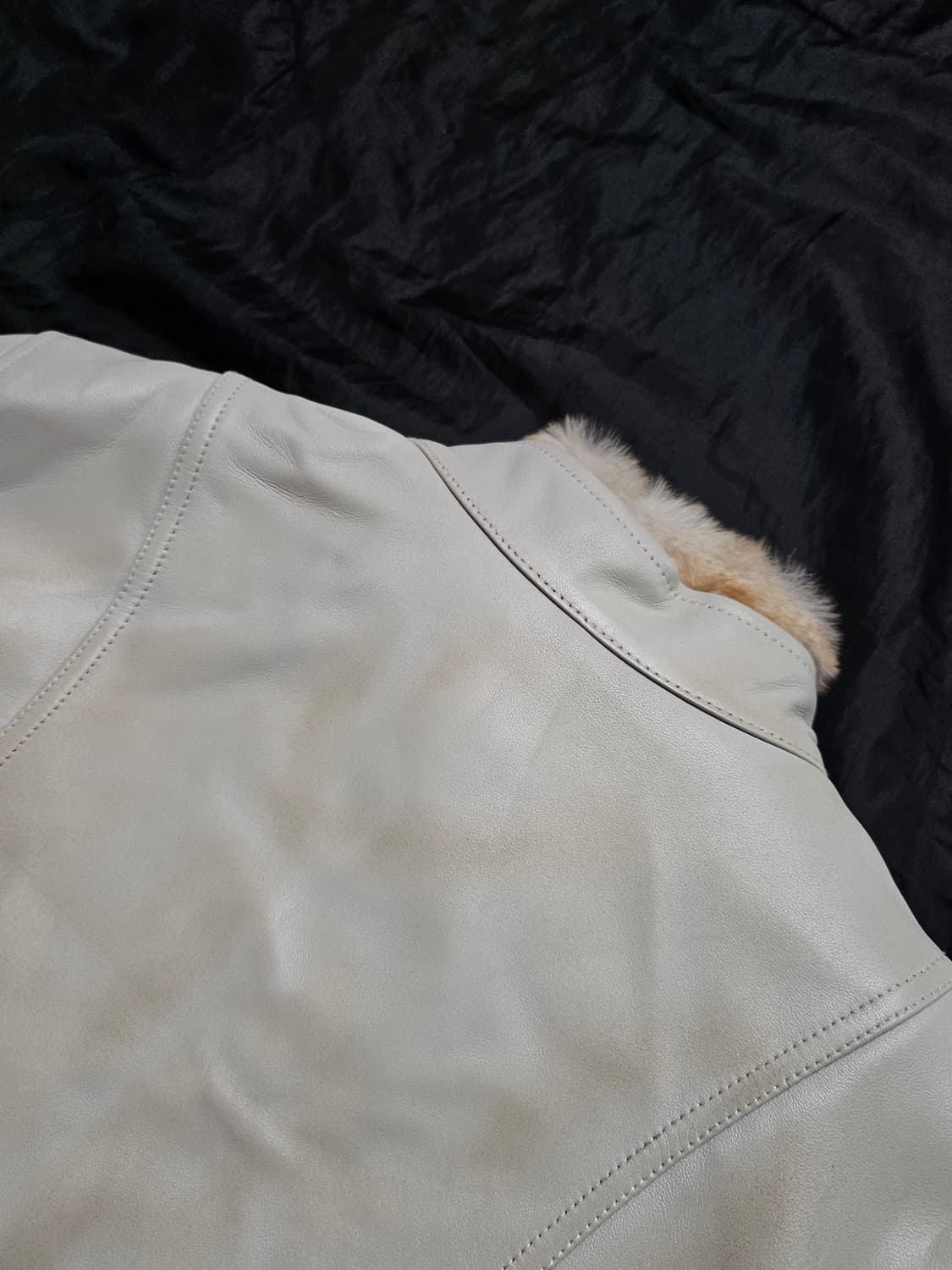 Leather 아이보리 양가죽 레더 자켓 상품이미지5