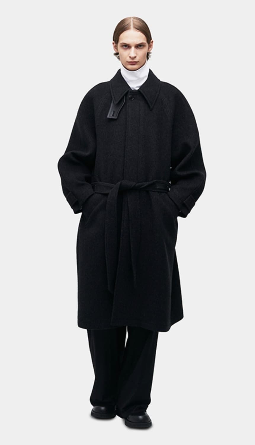 쿠어 오버사이즈 클래식 발마칸 코트 (멜란지차콜) 상품이미지2