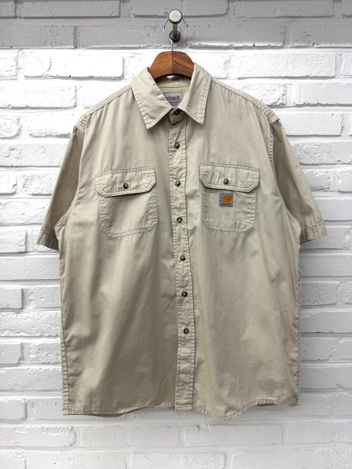 칼하트 베이지 코튼 반팔셔츠 상품이미지3