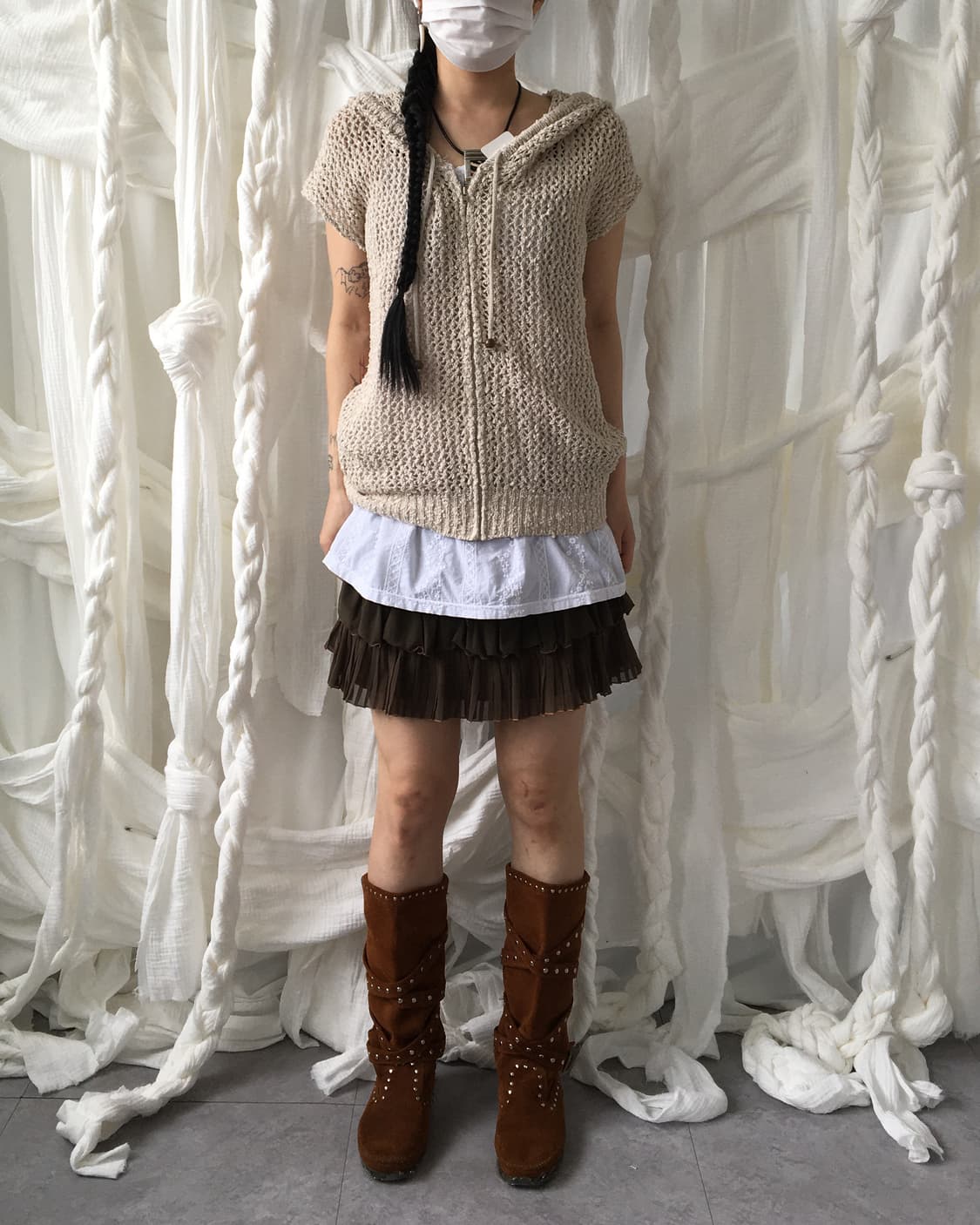 Summer knit hood zip up 상품이미지7