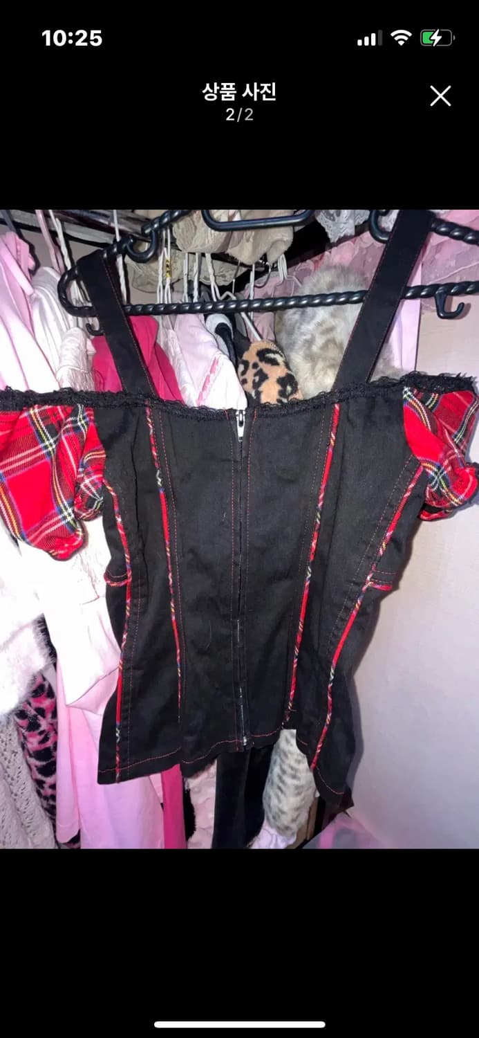 트립뉴요커 tripp nyc 레드 타탄체크 오프숄더 탑 펑크 캐캐체깔 상품이미지2