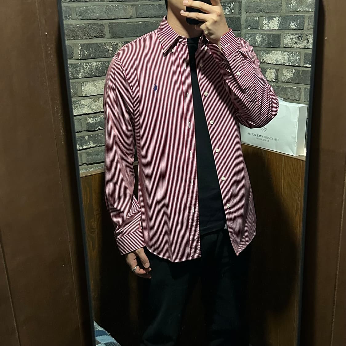 L) 폴로 랄프로렌 클래식 레드 스트라이프 포플린 셔츠 T86 상품이미지9