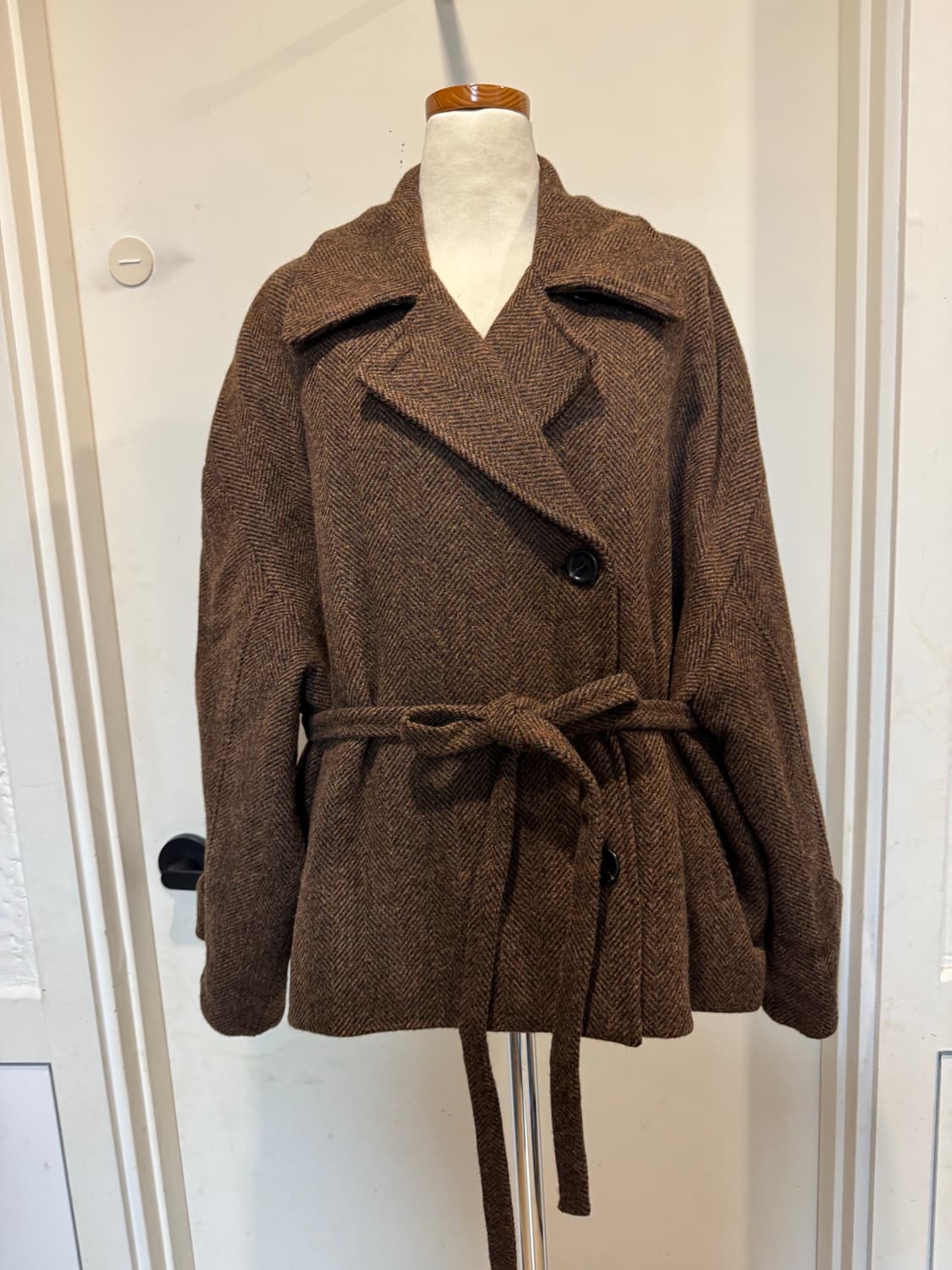 vov 보브 헤링본 울 코트 상품이미지1