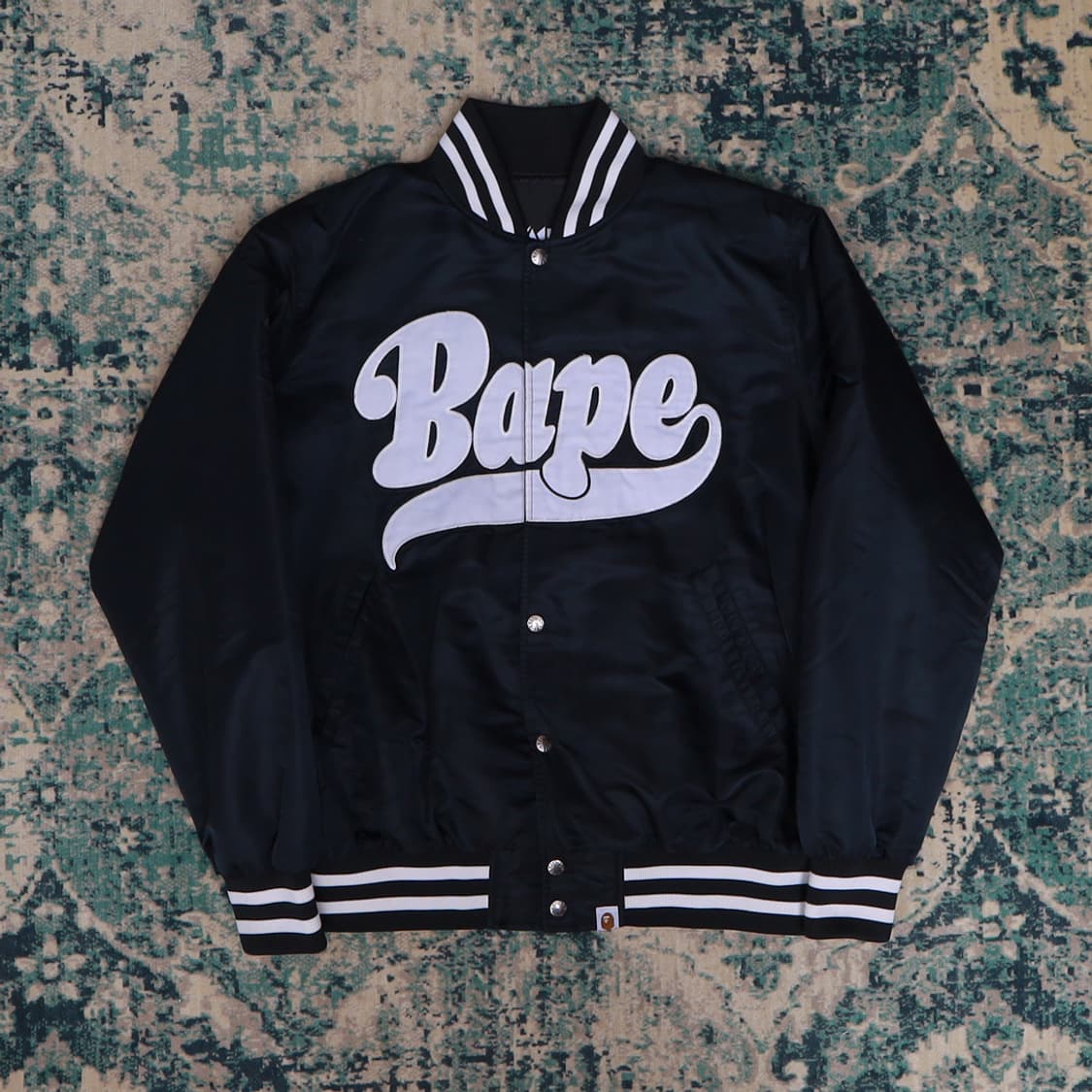 Bape 베이프 00S 빅 로고 스타디움 자켓 바시티자켓 블랙L 상품이미지1
