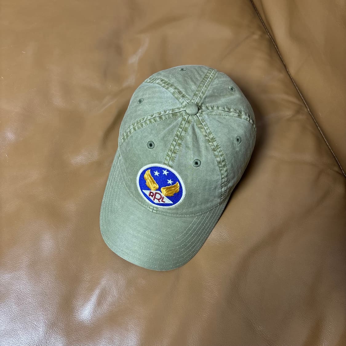 RRL 더블알엘 랄프로렌 폴로 윙로고 6패널 볼캡 모자 워시드 카키 상품이미지5