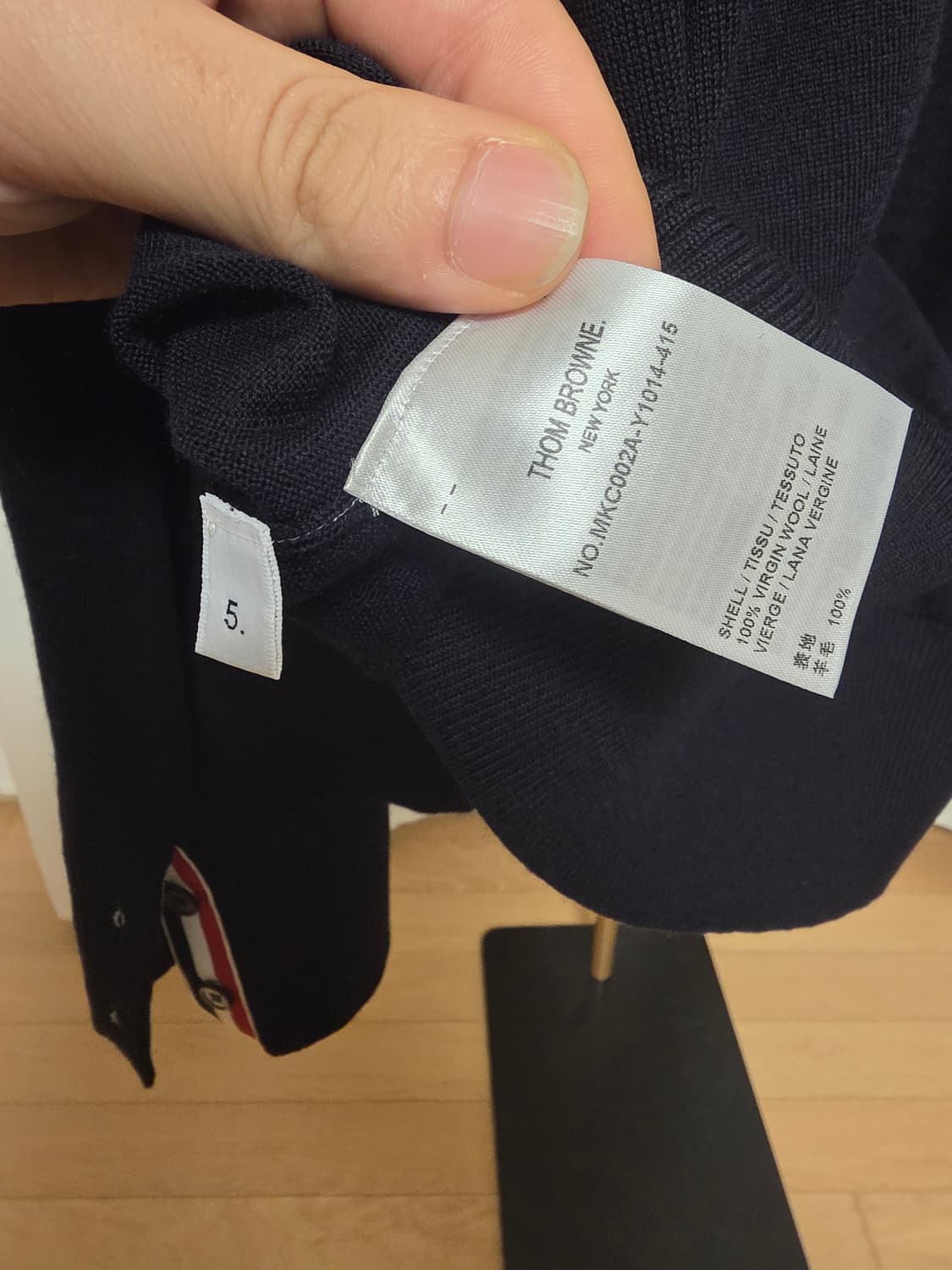 [ 25 / 5size ] 톰브라운 메리노울 사선완장 가디건 네이비 상품이미지8