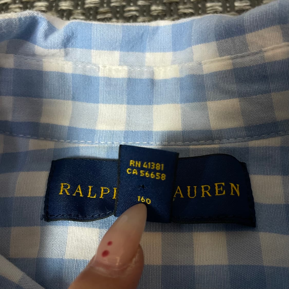 폴로랄프로렌 네이비포니 스카이블루 체크 긴팔 셔츠 L 상품이미지5