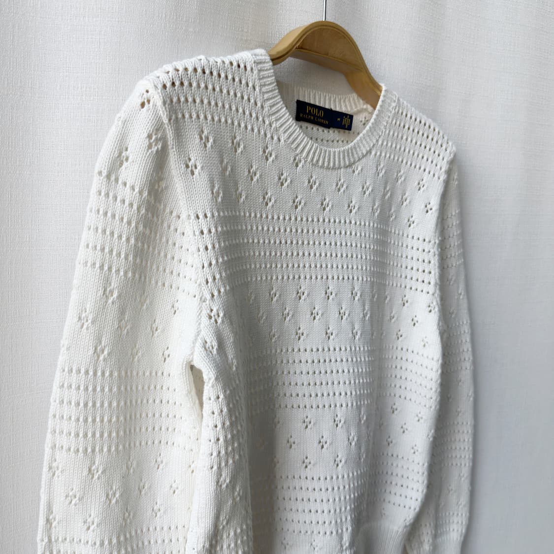 폴로 랄프로렌 코튼 아일렛 니트 화이트 M 상품이미지5