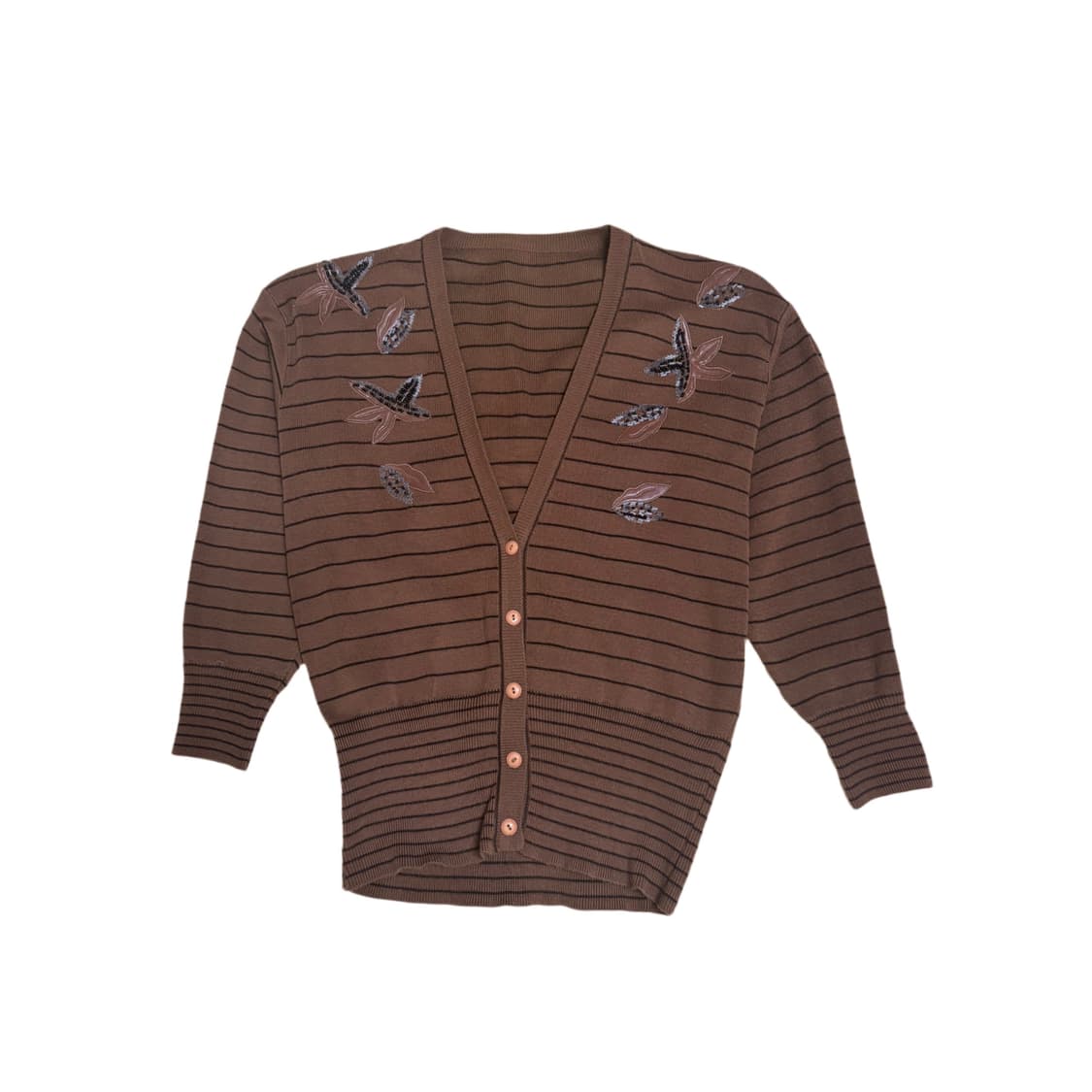 빈티지 브라운 스트라이프 자수 가디건 상품이미지2