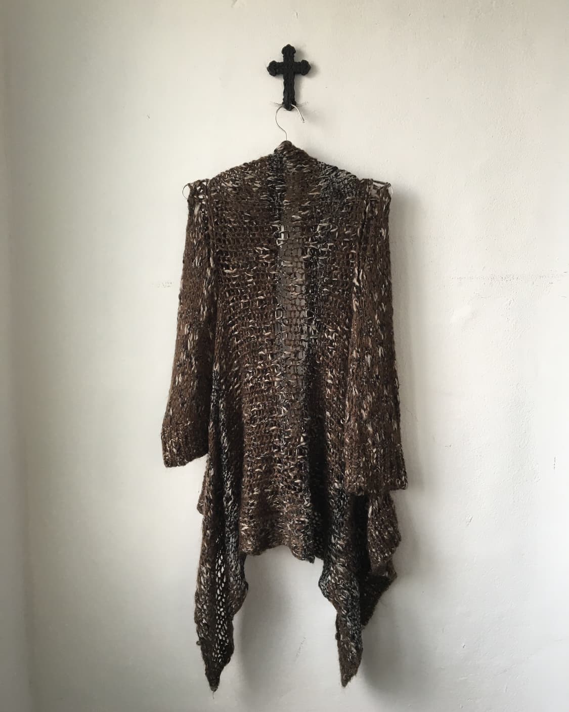 Drape unbalanced open knit cardigan 상품이미지3
