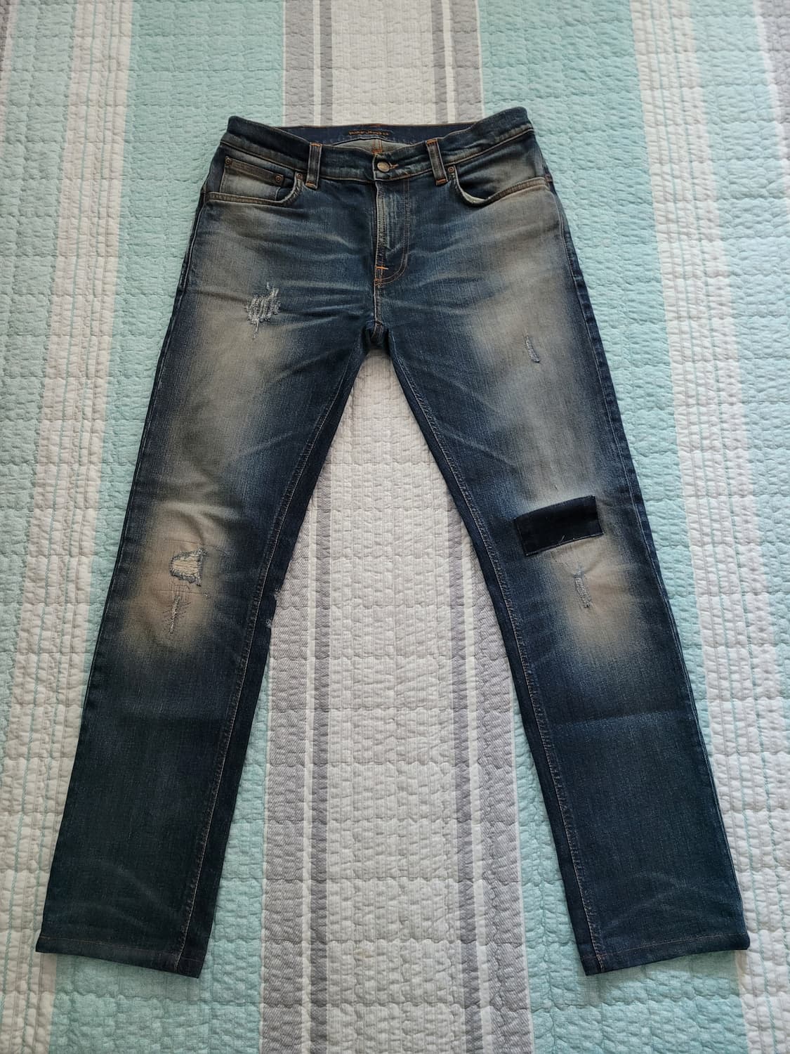 누디진 nudiejean 씬핀 매드 레플리카 데미지리페어 스판슬림진 32 상품이미지1