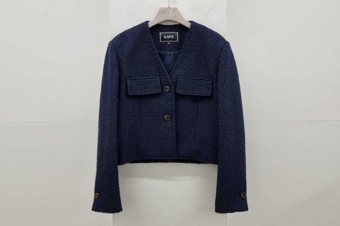 Button Tweed Jacket in Navy 상품이미지2