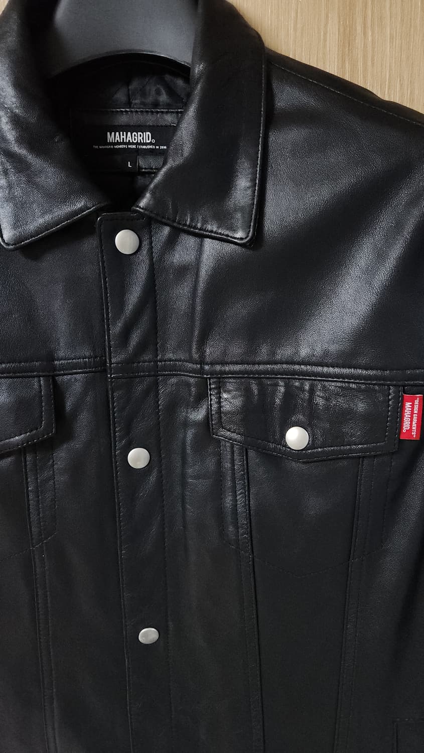(착샷) 마하그리드 가죽 자켓 트러커 퀼티드 상품이미지2
