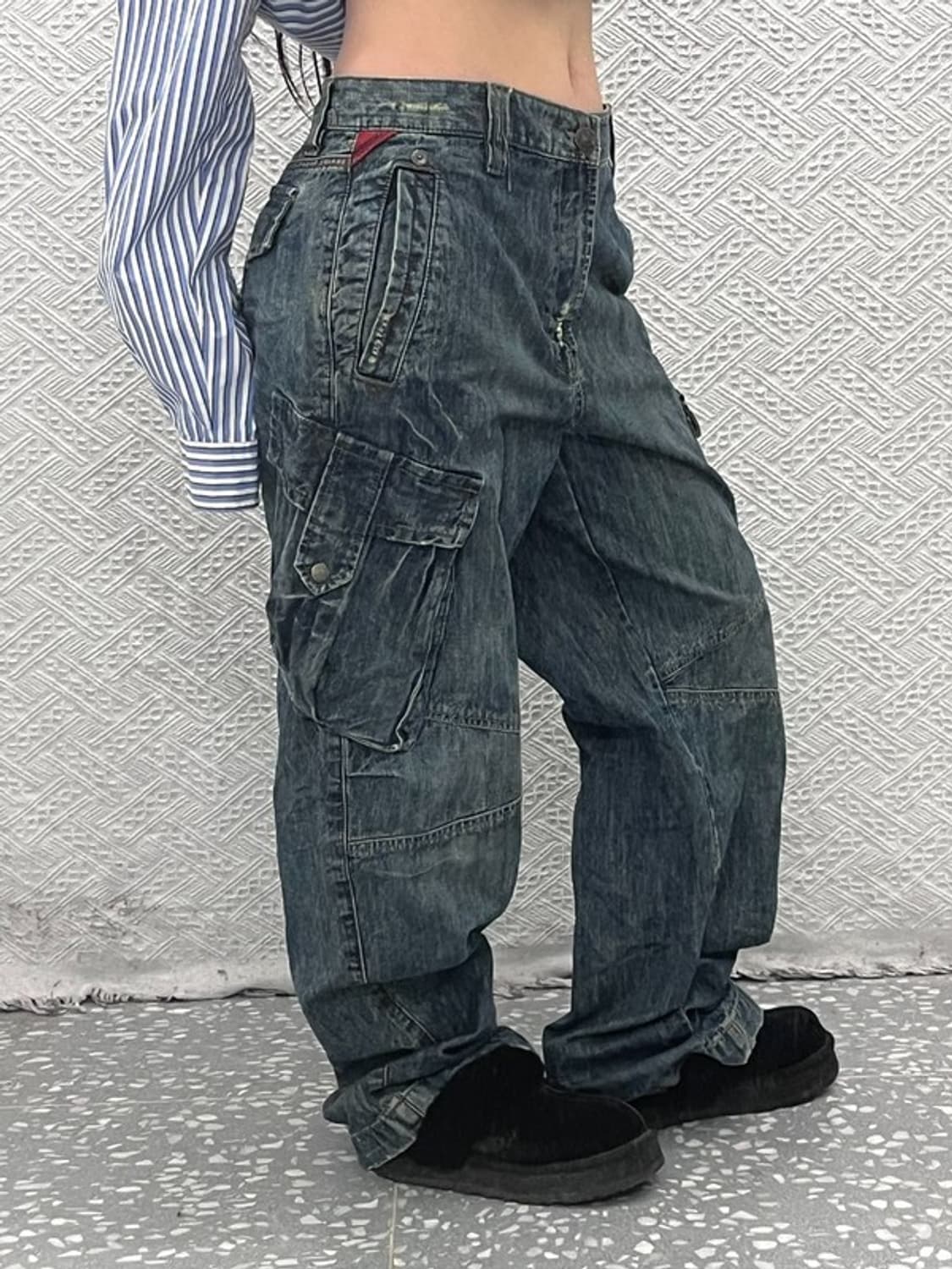 빈티지 워싱 트러커 카고 데님팬츠 36인치 C06953 상품이미지1