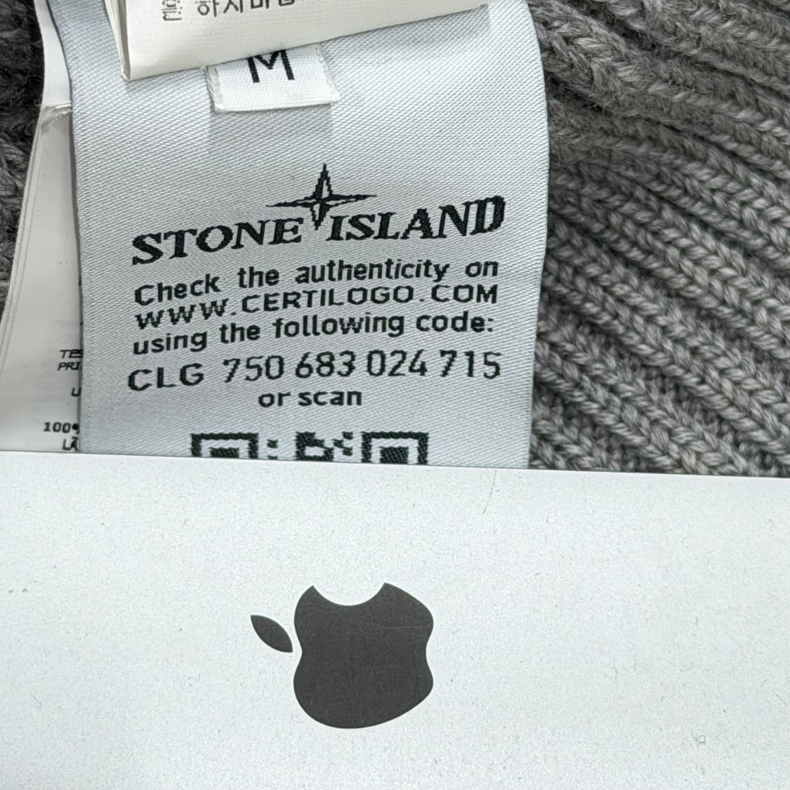 스톤 아일랜드 와펜 패치 니트 집업 가디건 그레이 M 95 상품이미지9