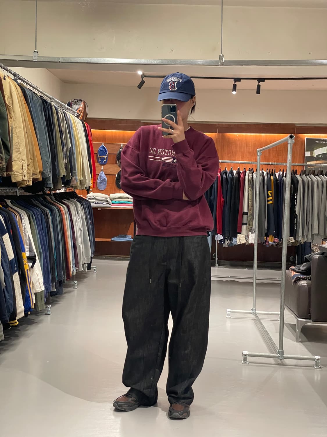 빈티지 맨투맨 티셔츠 (버건디)   상품이미지4