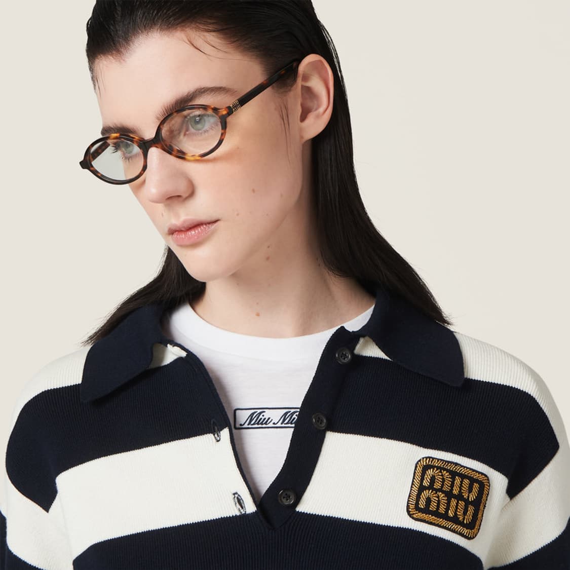 미우미우 코튼 저지 폴로 셔츠 상품이미지1