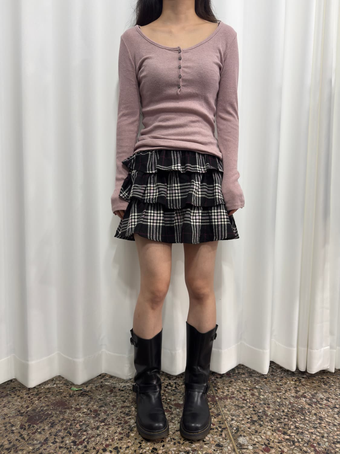 kumikyoku check frill layered skirt 상품이미지2