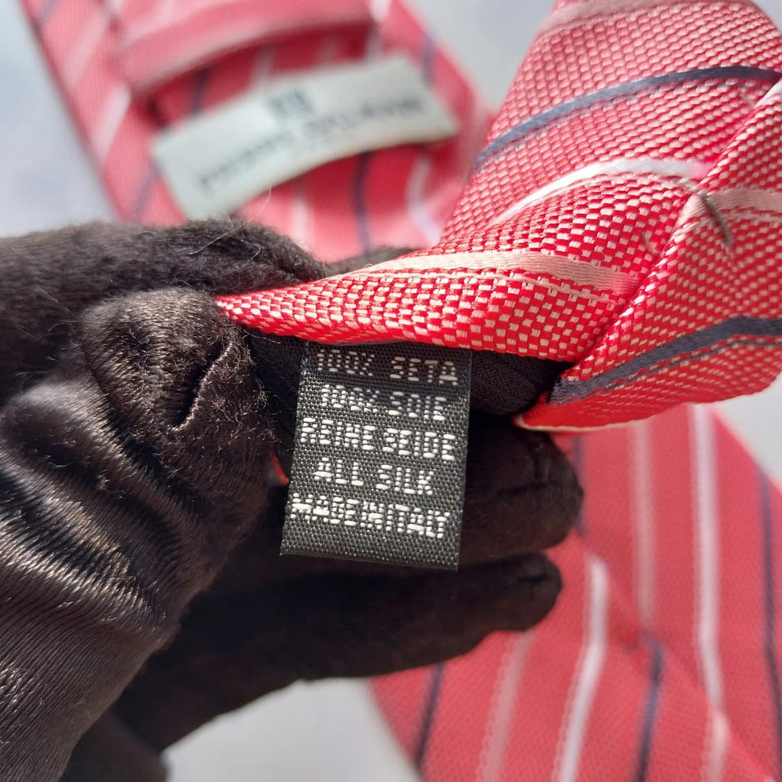 피에르 발망 실크 핑크 스트라이프 넥타이 8.9cm A등급 K1997
 상품이미지6