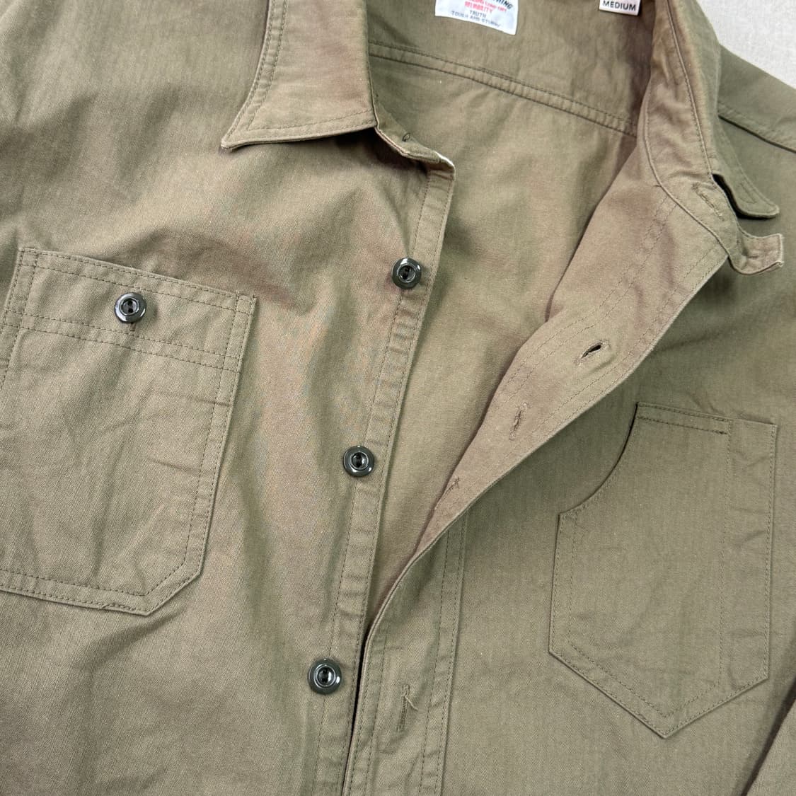 아웃스탠딩 카키 밀리터리 워크셔츠 M 상품이미지3