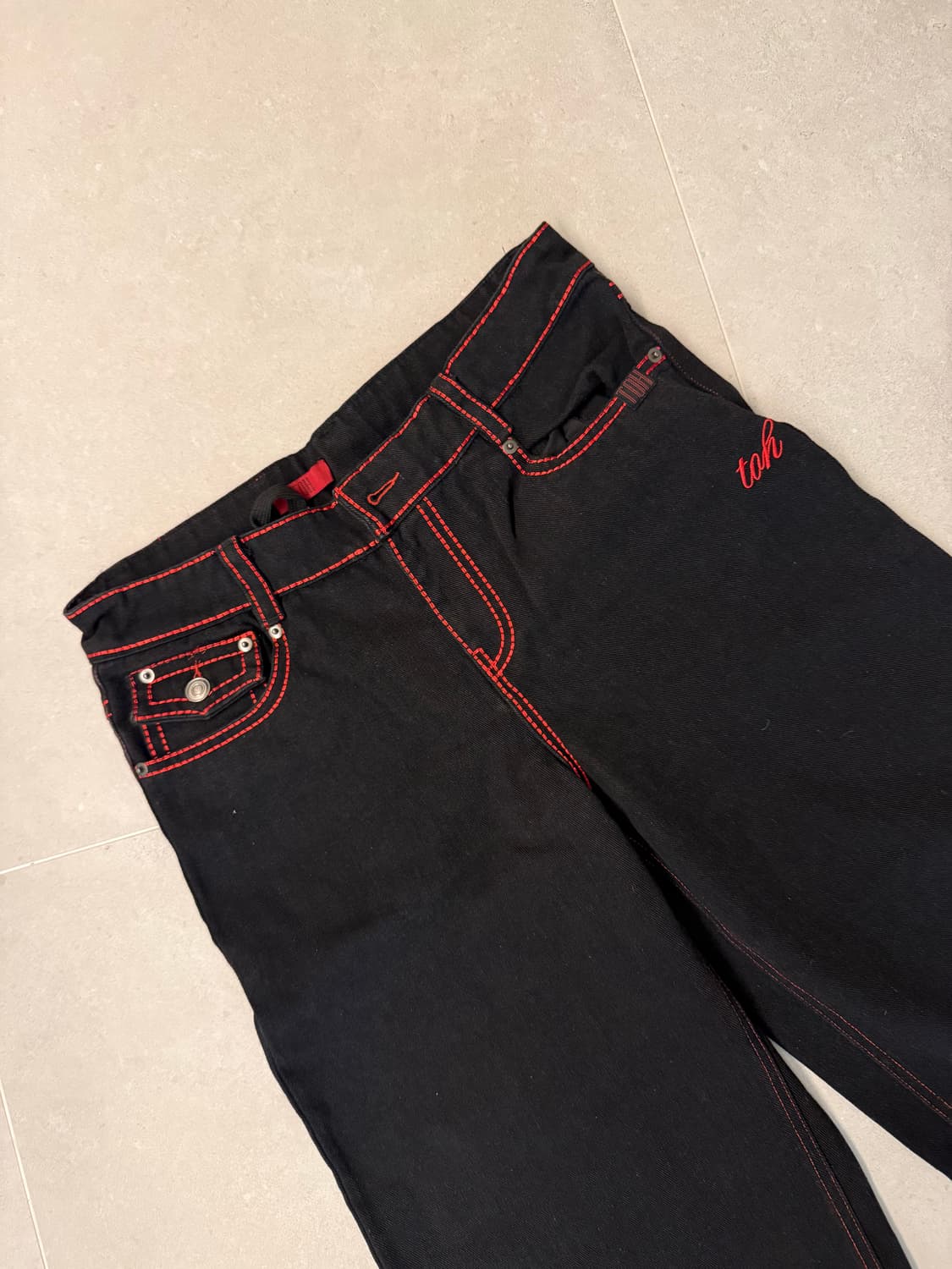 [ONE SIZE] Toh 체리 스티치 로우 라이즈 데님 팬츠 상품이미지7