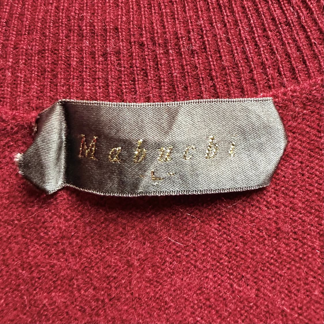 [캐시미어 100%] 반팔 버건디 하프넥 반폴라 니트 L 상품이미지4