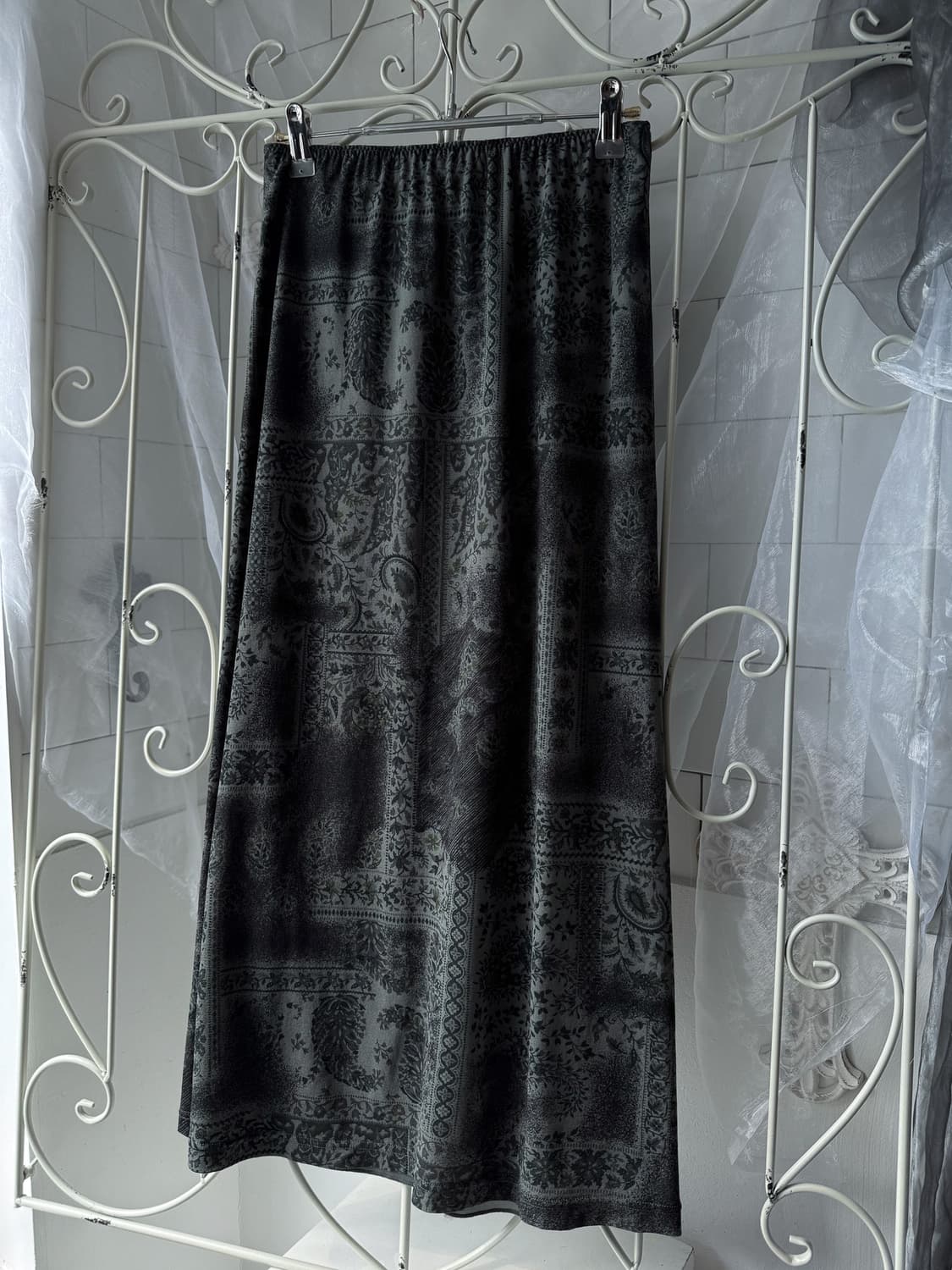 Deep Green Paisley Long Skirt 0351 상품이미지1