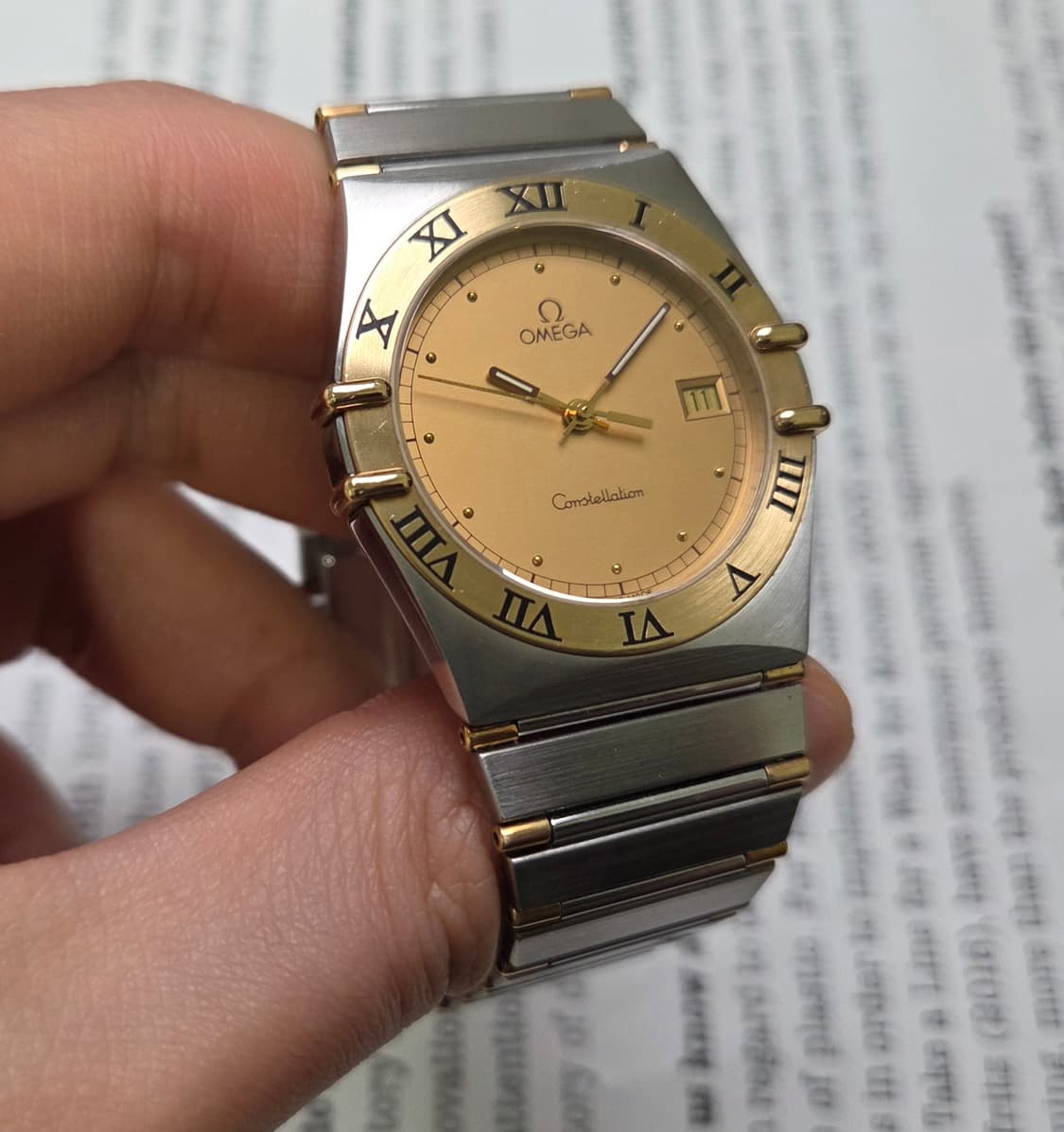 빈티지 오메가 컨스틸레이션 콤비 오리지널 샴골판 하프바 쿼츠   상품이미지4