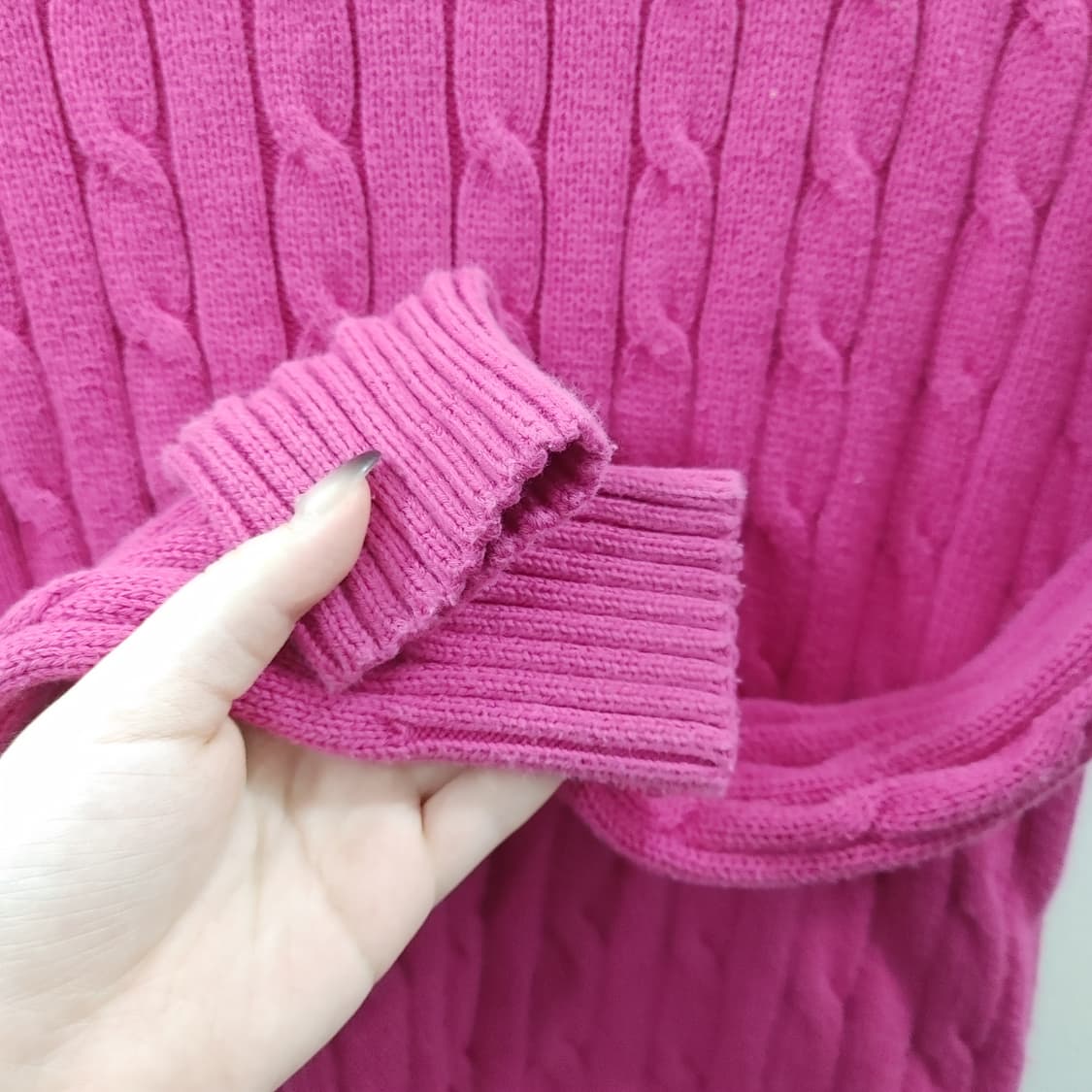 S 폴로랄프로렌 여성 핫핑크 꽈배기 데일리 니트 스웨터 상품이미지7