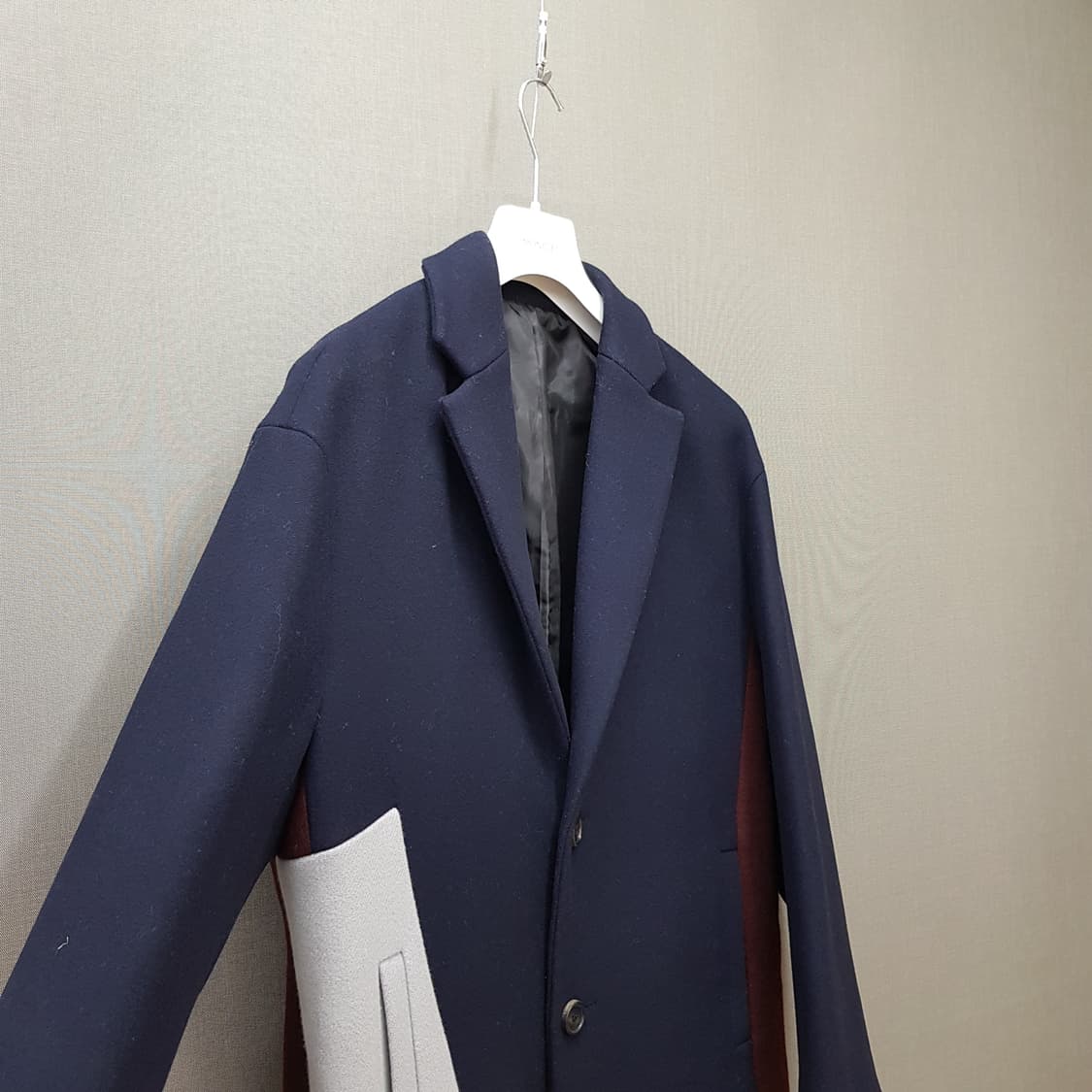 한섬 시스템 이탈리안 패브릭 울 캐시미어 블록 코트 100사이즈 상품이미지2