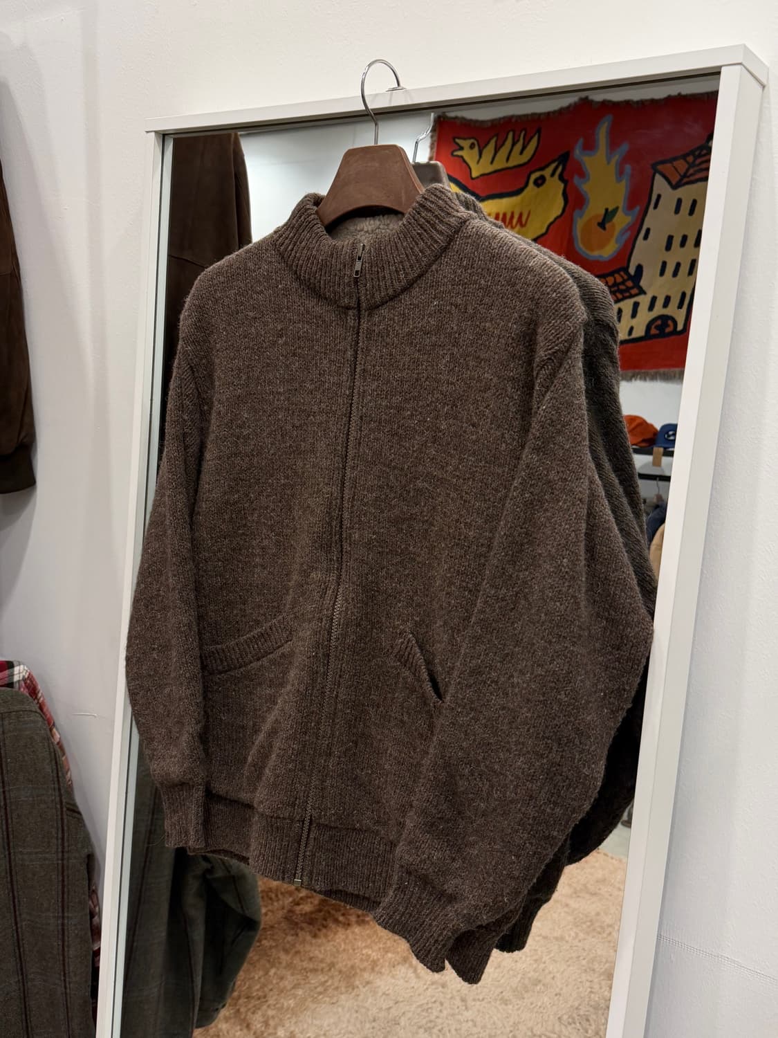 90s Bert Pulitzer 빈티지 쉐르파 울 보카시 니트 집업 상품이미지1