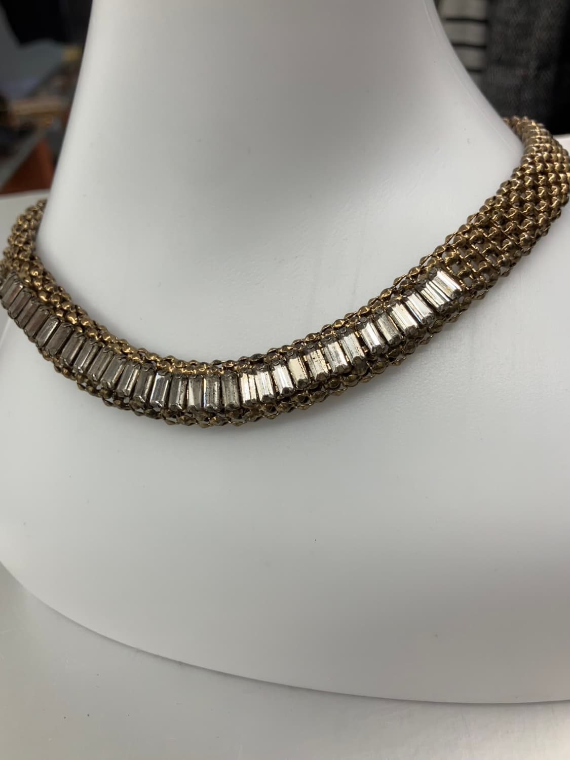 골드 메쉬 체인 바게트 스톤 목걸이 상품이미지2