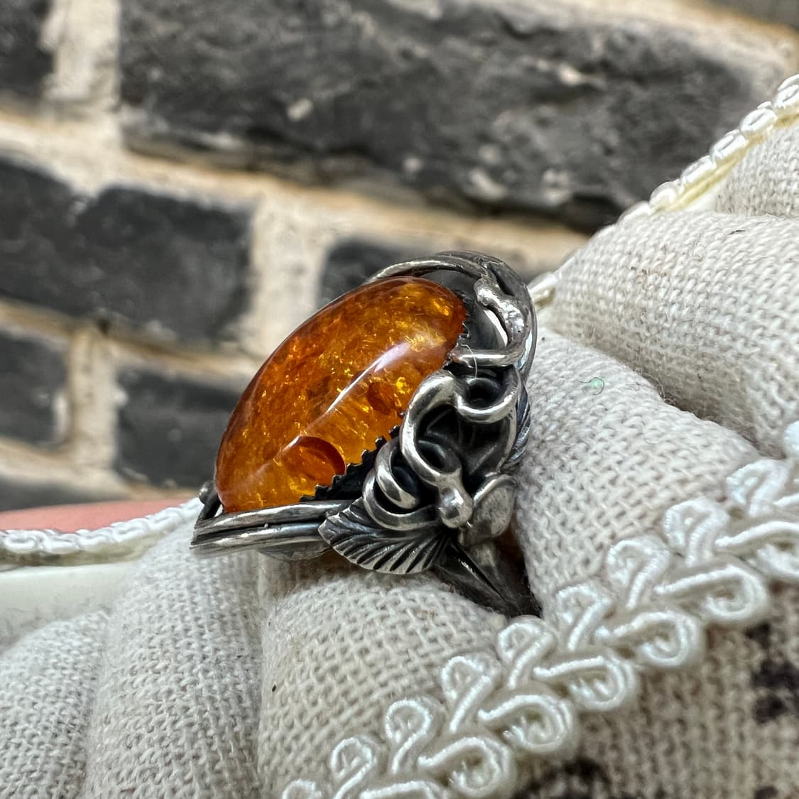 925 스털링실버 호박 원석 링 상품이미지4
