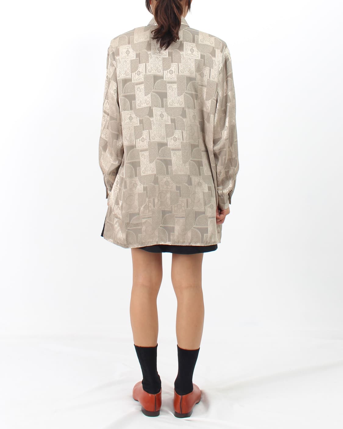 일본 빈티지 플라워 에스닉 패턴 롱 블라우스 상품이미지10