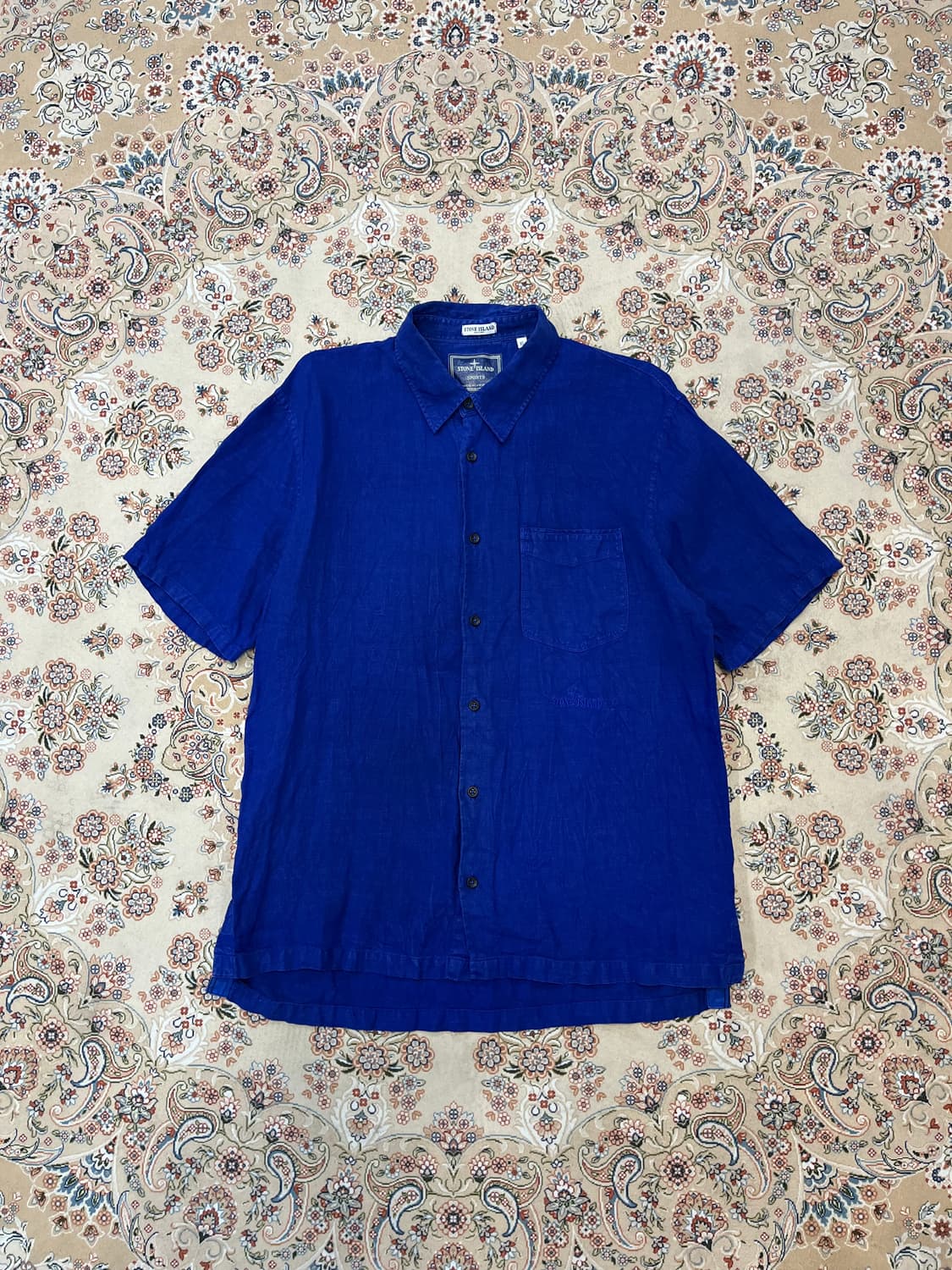스톤아일랜드 08ss 자수로고 린넨 셔츠 반팔 상품이미지1
