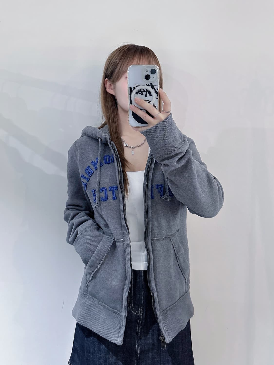 아베크롬비 그레이 빅로고 헤비스웻 후드집업 상품이미지3