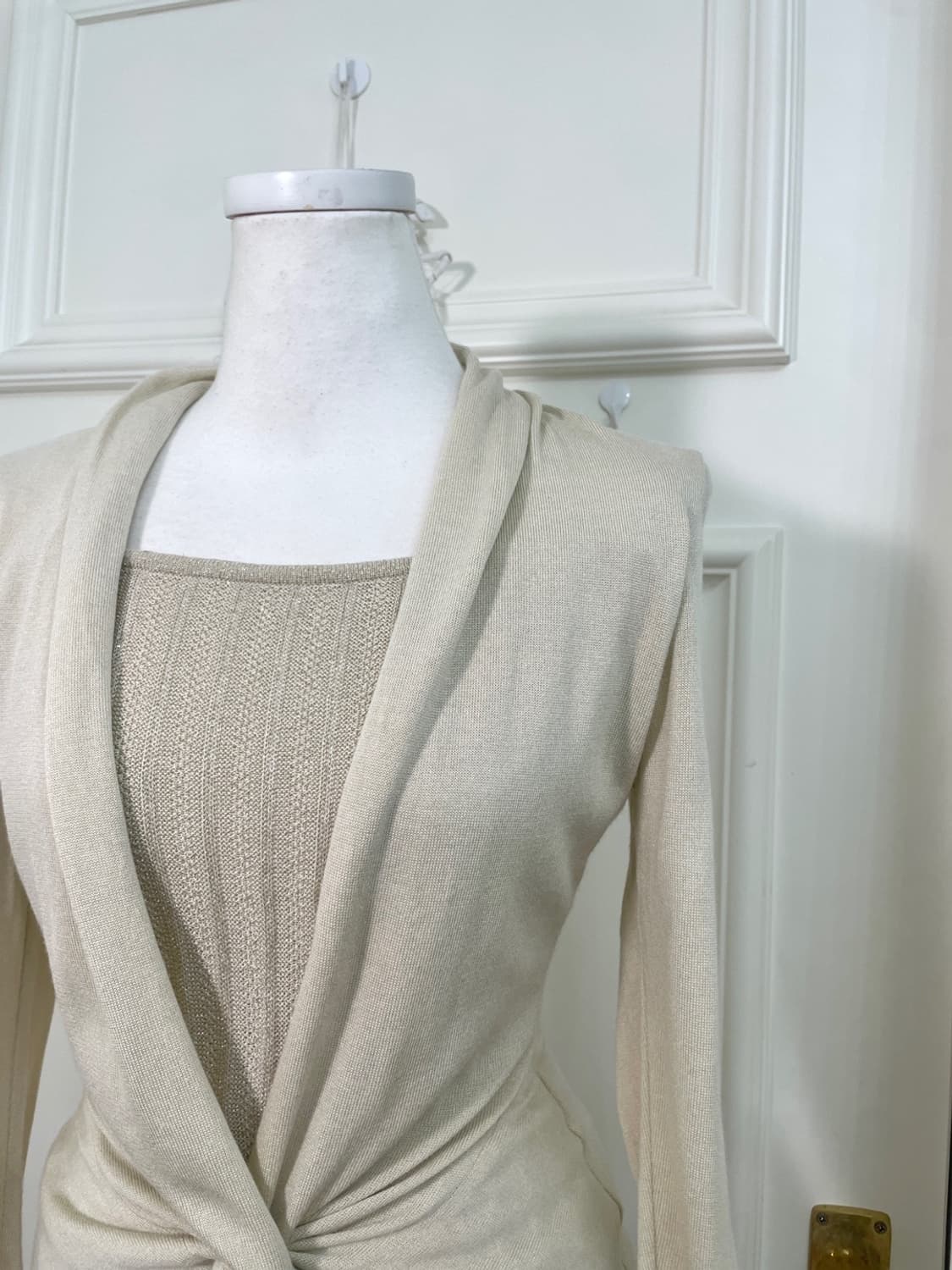 beige twist point glittet knit top 상품이미지7
