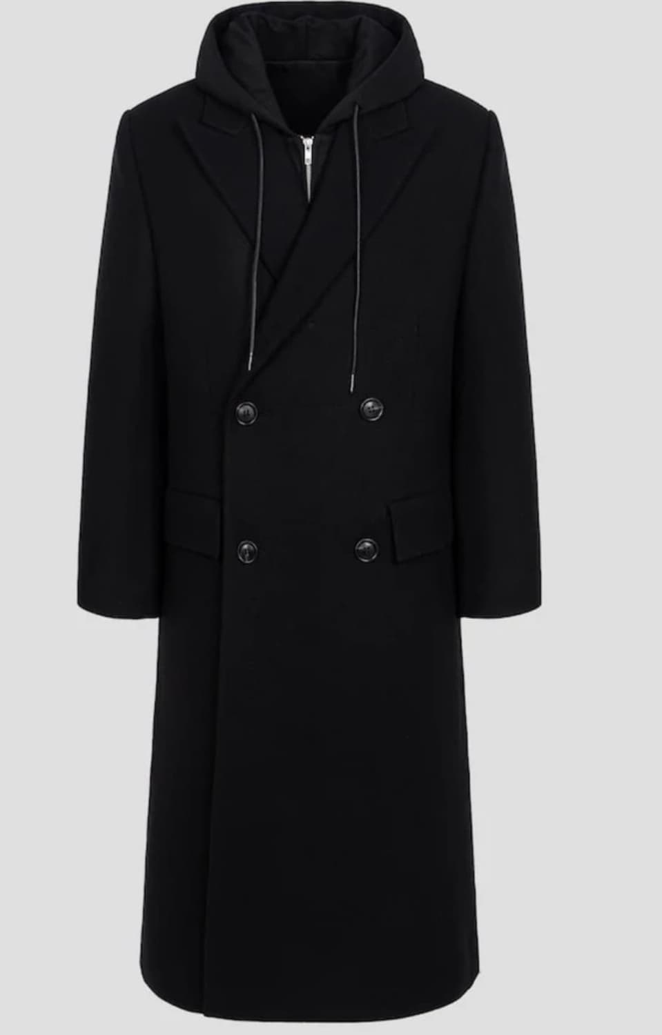 준지 /23fw 펠트 울 저지 후드 디테처블 더블 오버핏 롱코트 /52  상품이미지1