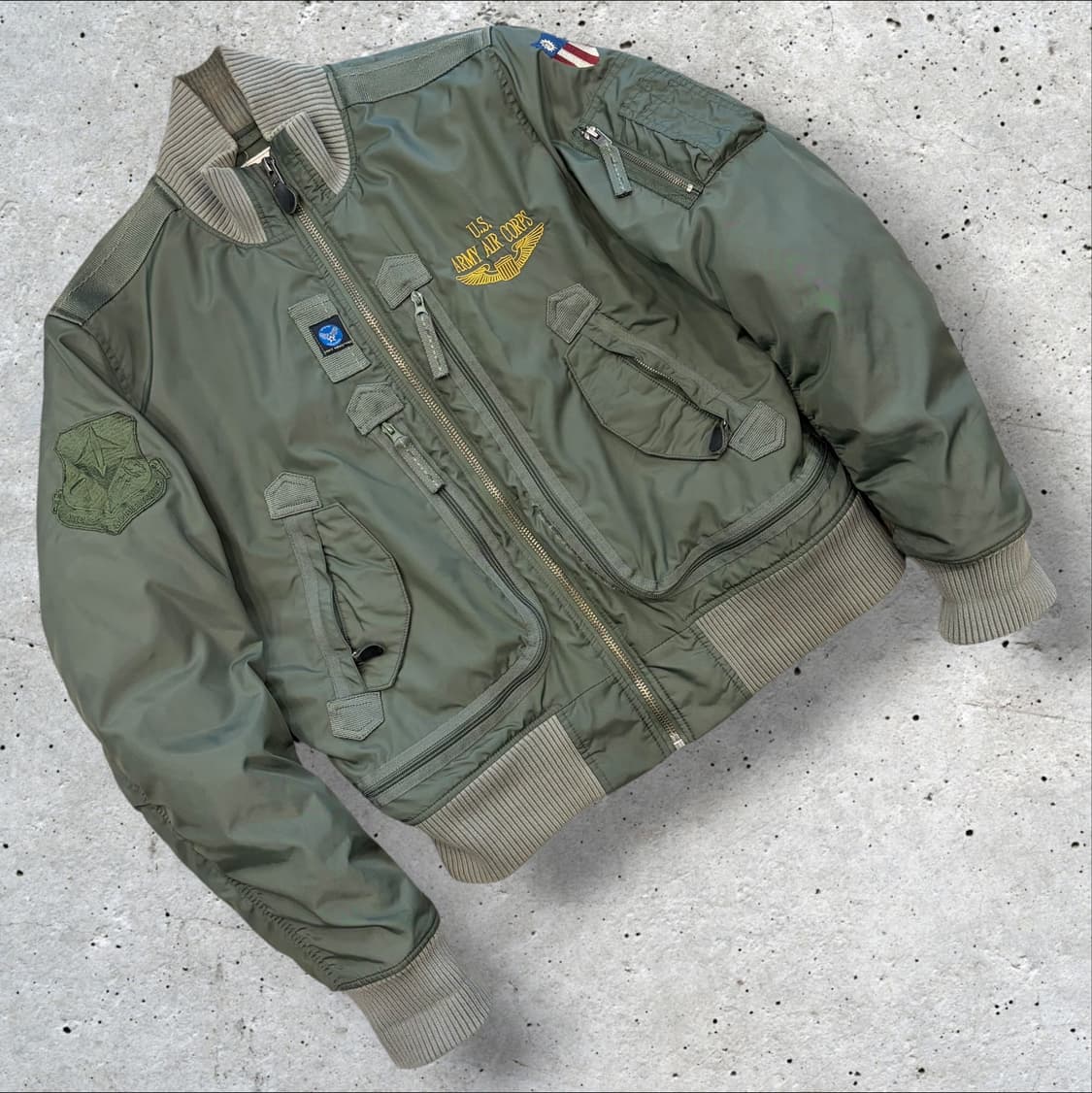 [L] 엑스톤즈 밀리터리 항공 MA-1 봄버 자켓 카키 D656 상품이미지1