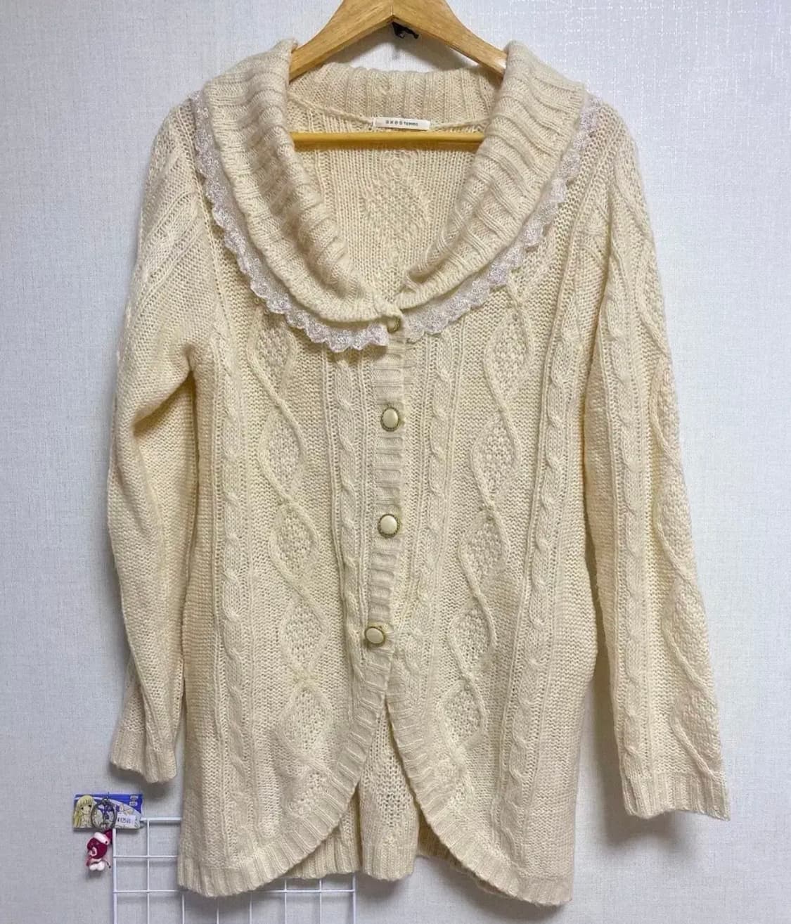 엑시즈팜 아이보리 레이스 니트가디건  상품이미지1