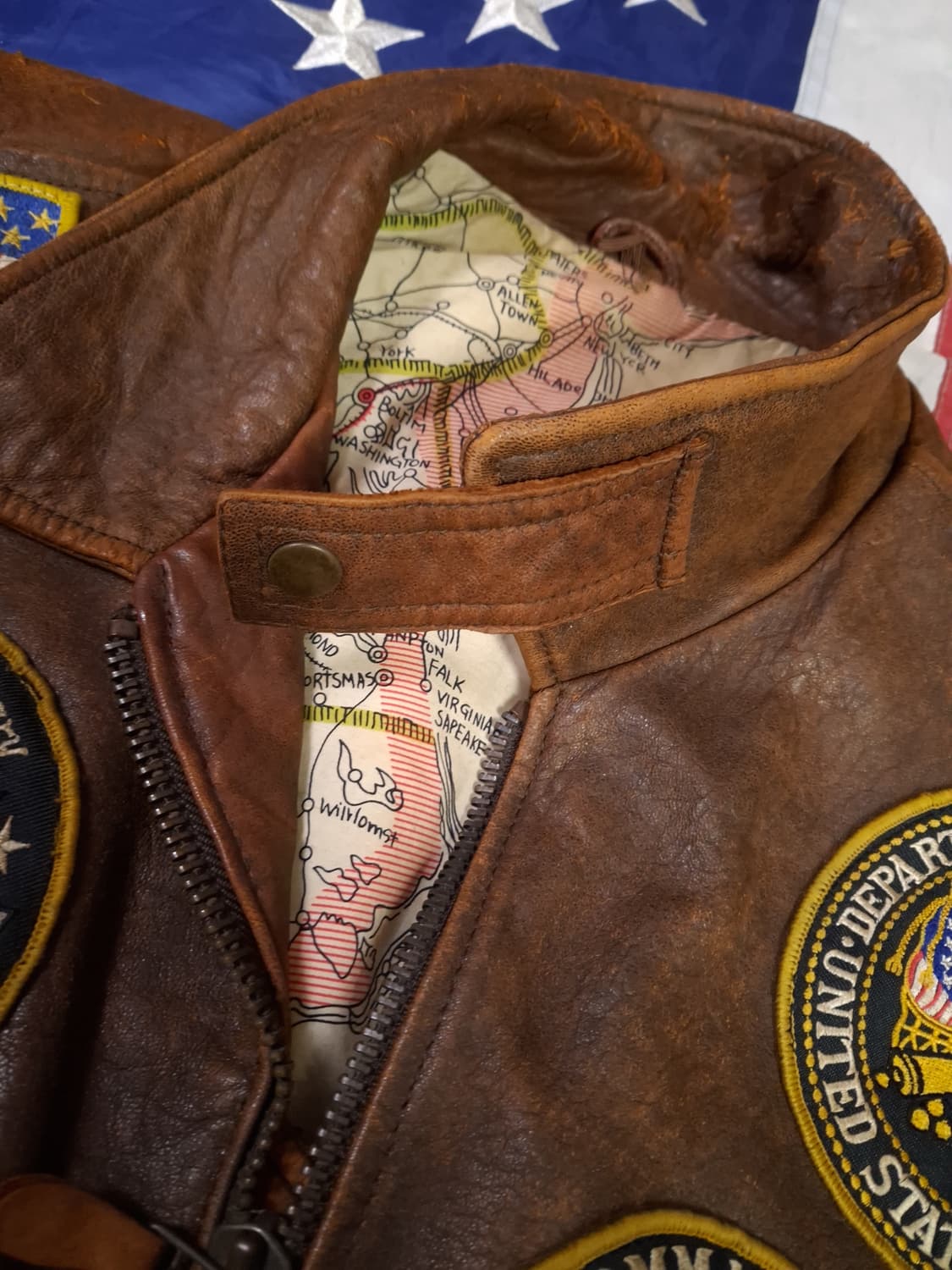 오리지날 80's ROBO 리얼레더 밀리터리 항공자켓 상품이미지3